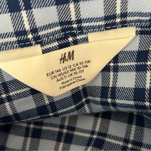 H&M Navy and Light Blue Checkered Skirt Youth 12 - Picture 4 of 9